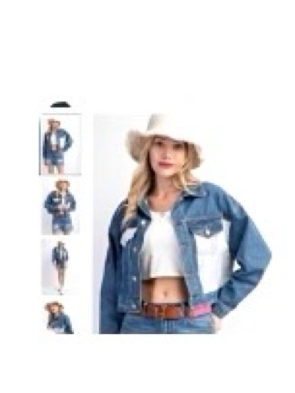 Denim Colorblock Cropped Jacket - Blue